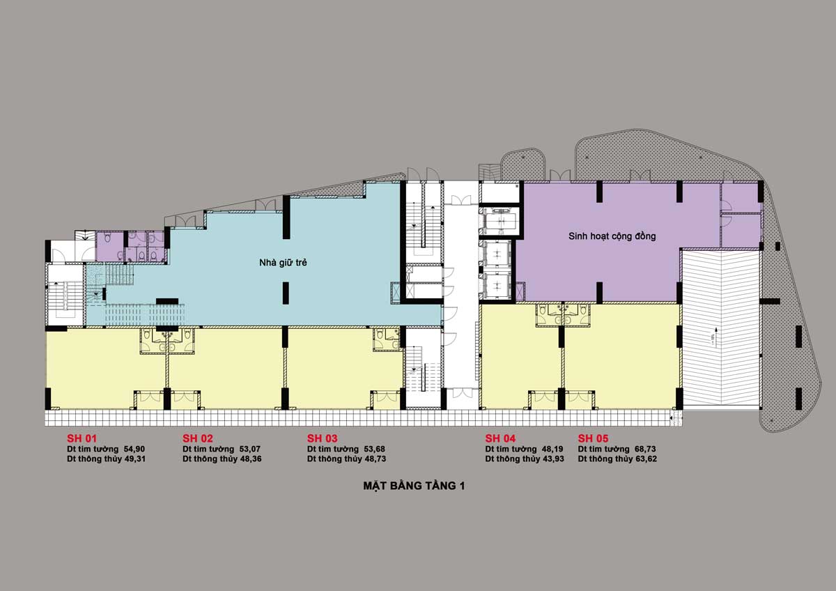mặt bằng shophouse căn hộ bcons bee