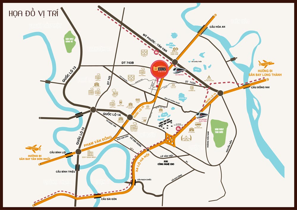 vị trí dự án Bcons Asahi