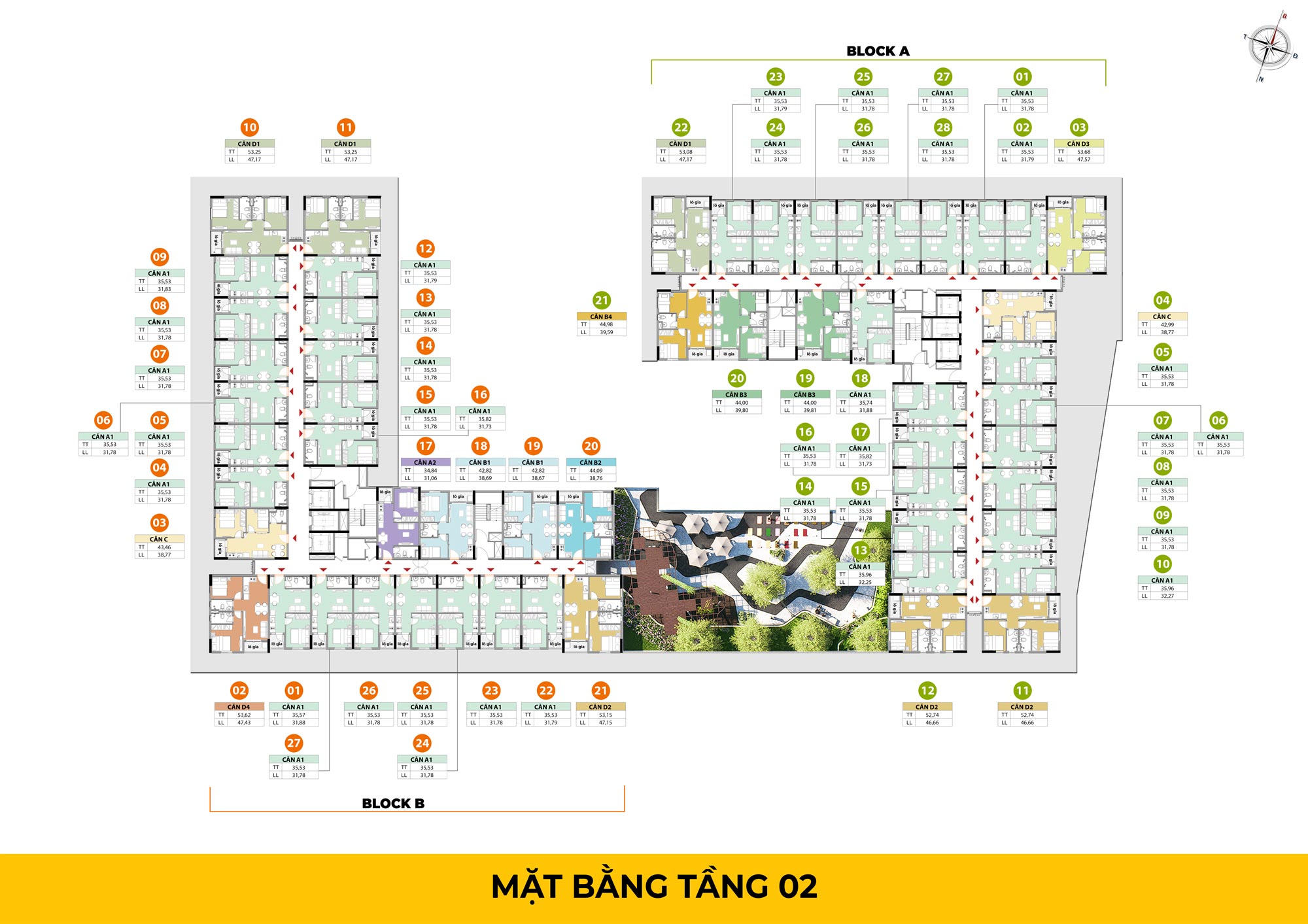 Mặt bằng tầng 2 dự án Nhà ở xã hội Bcons