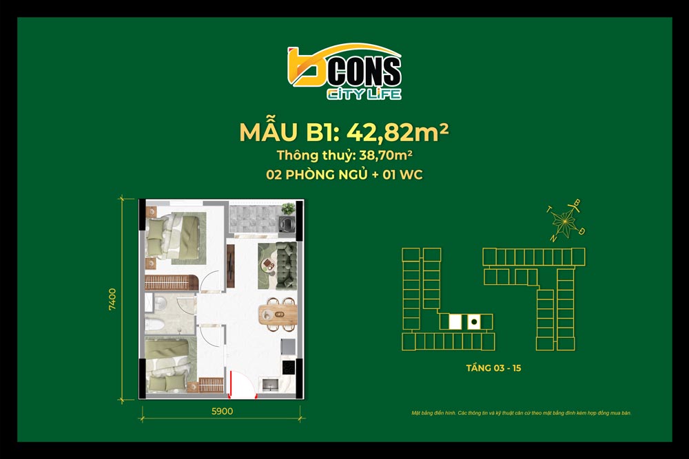 Thiết kế căn hộ dự án nhà ở xã hội Bcons