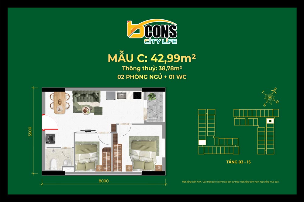 Thiết kế căn hộ dự án nhà ở xã hội Bcons