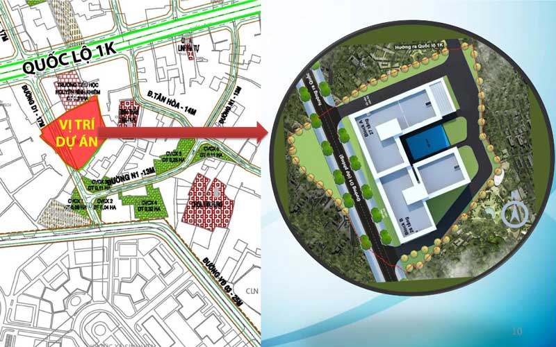 vị trí căn hộ bcons green view trên quy hoạch 1/2000
